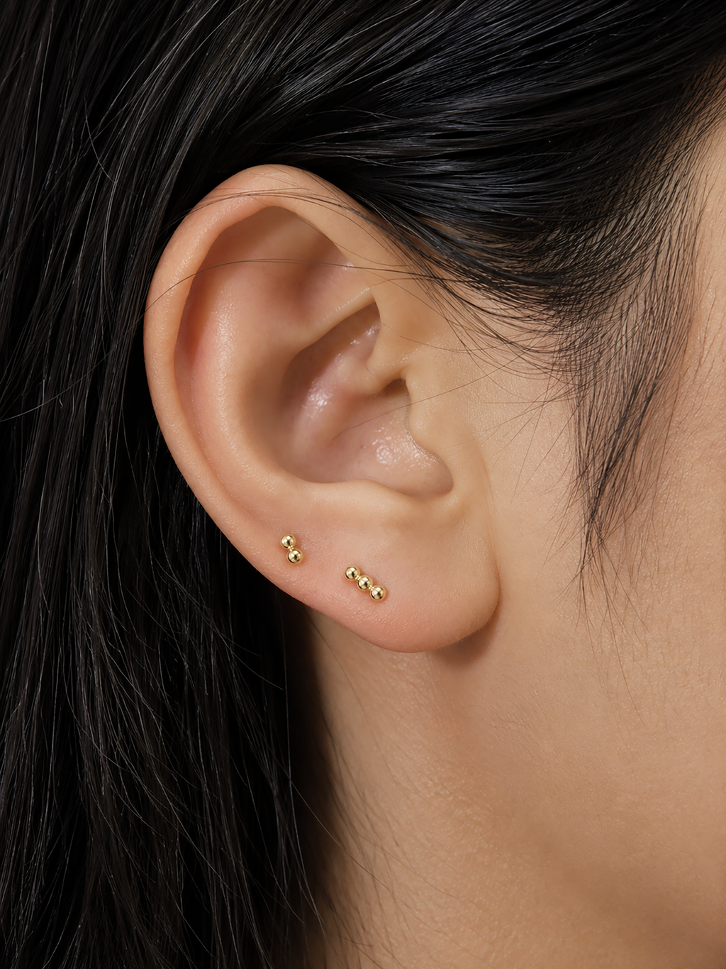 Nova Tri Stud- 14k Yellow Gold
