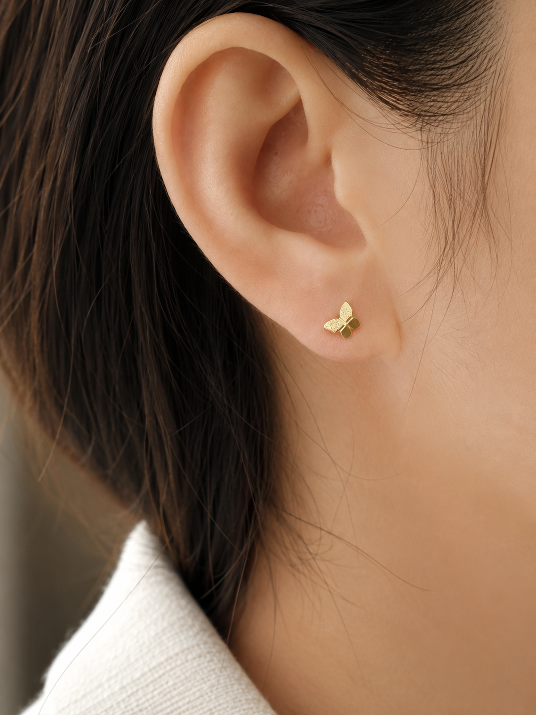 Papillon Minimalist  Single Stud - 14k Yellow Gold