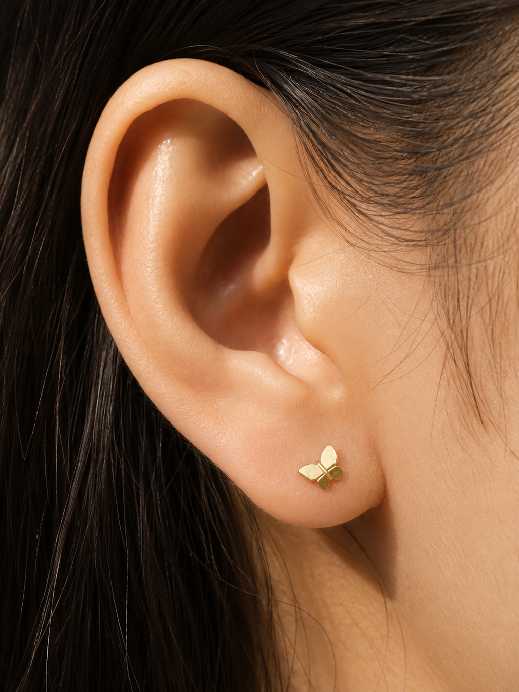Papillon Minimalist  Single Stud - 14k Yellow Gold