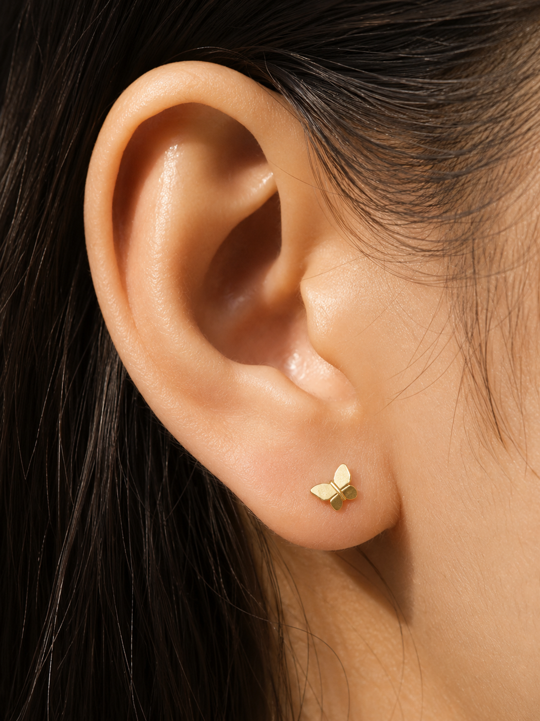 Papillon Minimalist  Single Stud - 14k Yellow Gold