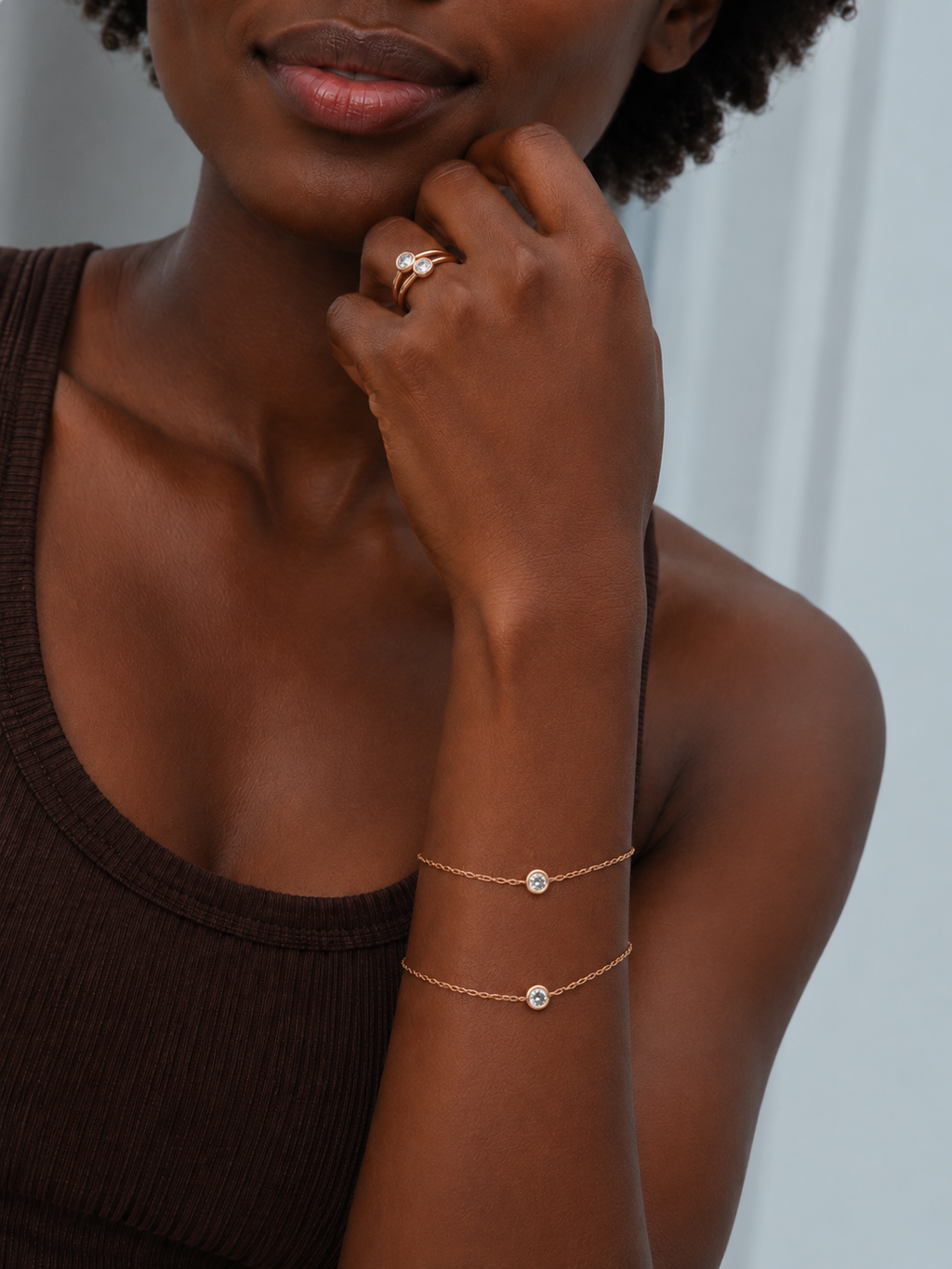 Alès Bezel Chain Bracelet（Champagne Gold Vermeil）