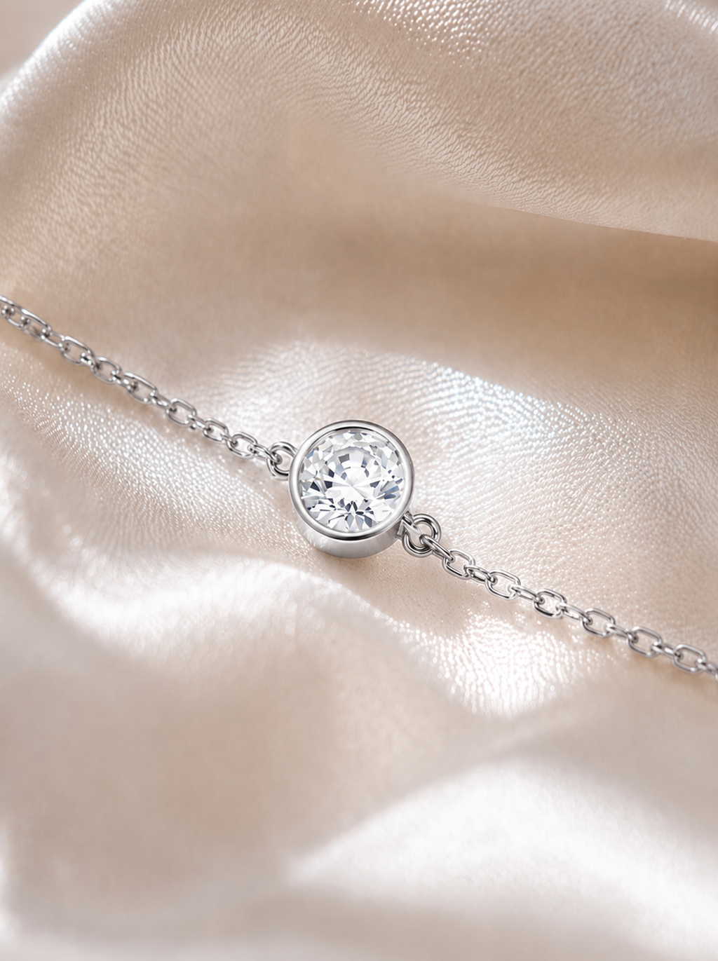Alès Bezel Chain Bracelet（Rhodium Silver）