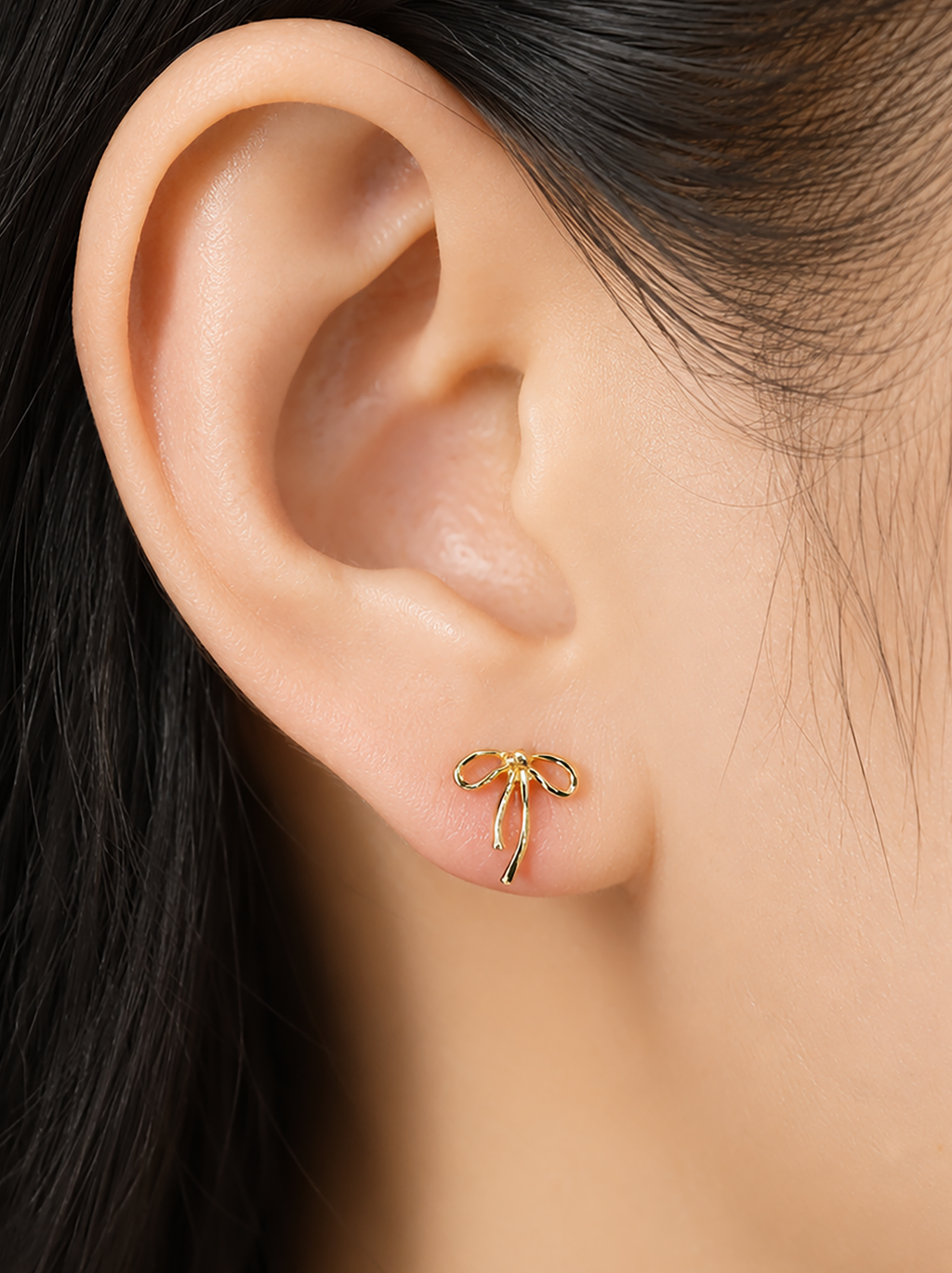 The Coquette Bow  Single Stud- 14k Yellow Gold