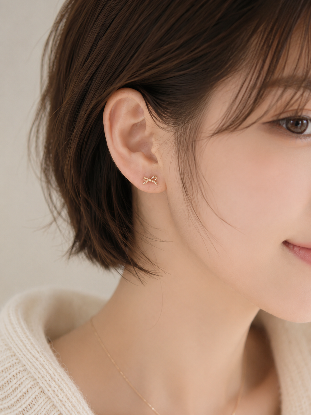 Mignon Bow  Single Stud - 14k Yellow Gold